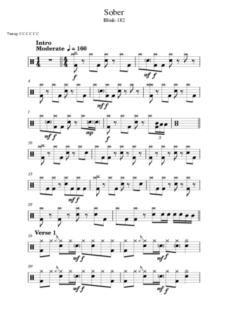 Blink 182 Sober score for Drums