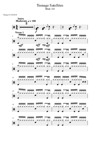 Blink 182 Teenage Satellites score for Drums