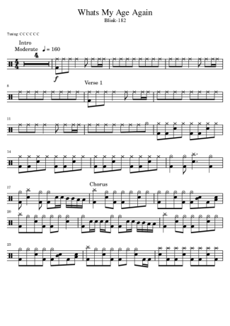 Blink 182 Whats My Age Again score for Drums