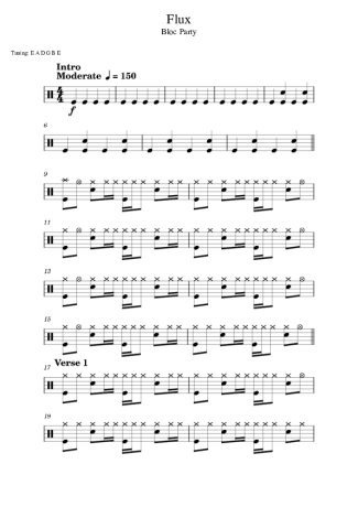 Bloc Party Flux score for Drums