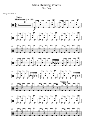 Bloc Party She S Hearing Voices score for Drums