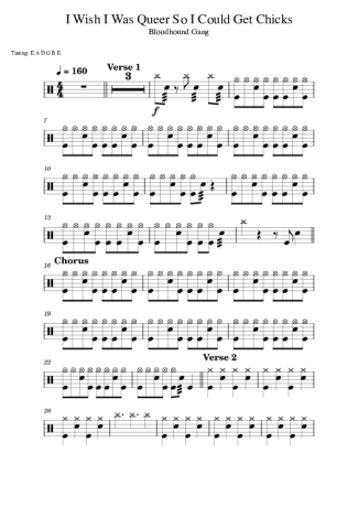 Bloodhound Gang I Wish I Was Queer So I Could Get Chicks score for Drums