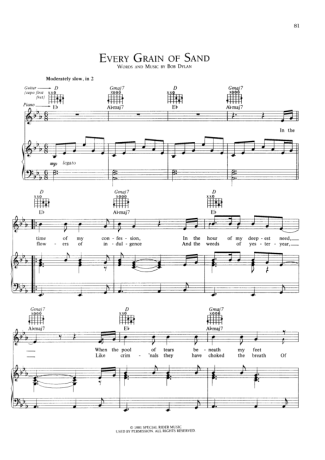 Bob Dylan Every Grain Of Sand score for Piano