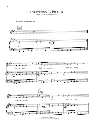 Bob Dylan Everything Is Broken score for Piano