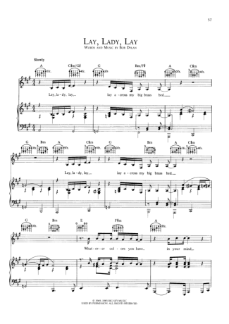 Bob Dylan Lay Lady Lay score for Piano
