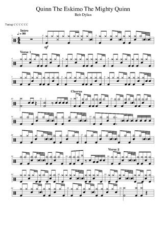Bob Dylan Quinn The Eskimo The Mighty Quinn score for Drums