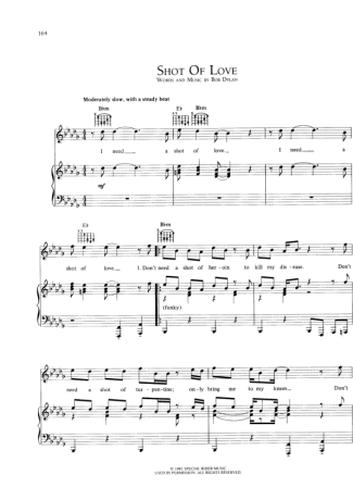 Bob Dylan Shot Of Love score for Piano