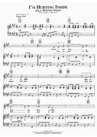 Bob Marley Im Hurting Inside score for Piano