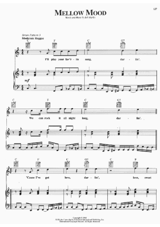 Bob Marley Mellow Mood score for Piano