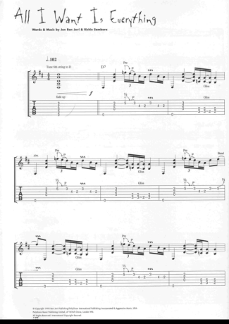 Bon Jovi All I Want Is Everything score for Guitar