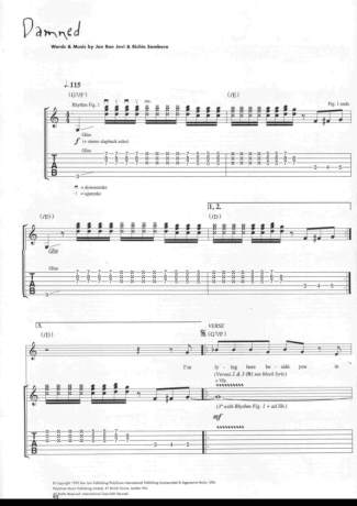 Bon Jovi  score for Guitar