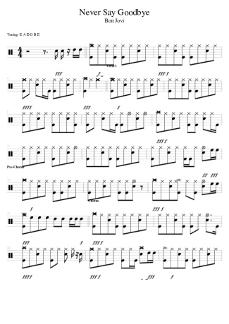 Bon Jovi Never Say Goodbye score for Drums