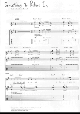 Bon Jovi Something To Believe In score for Guitar