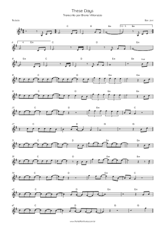Bon Jovi These Days score for Keyboard