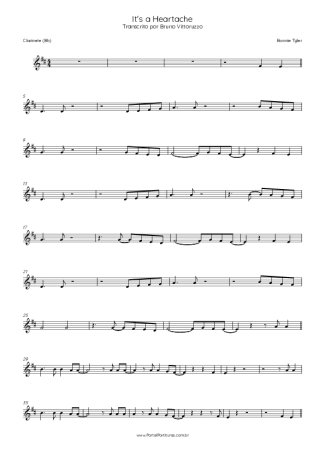 Bonnie Tyler It´s A Heartache score for Clarinet (Bb)
