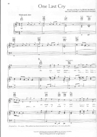Brian Mcknight One Last Cry score for Piano