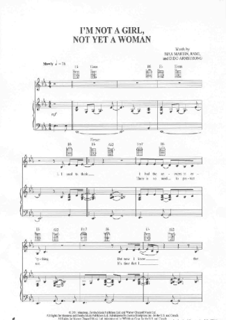 Britney Spears I´m Not a Girl, Not Yet a Woman score for Piano
