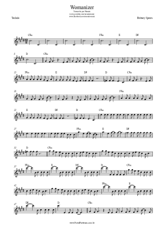 Britney Spears Womanizer score for Keyboard