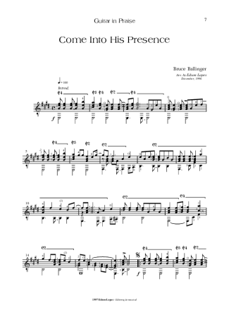 Bruce Ballinger Come Into His Presence score for Acoustic Guitar
