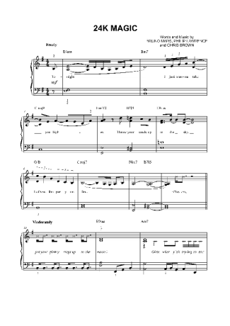 Bruno Mars 24K Magic score for Piano