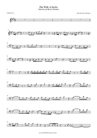 Bruno Mars Die With A Smile score for Clarinet (C)