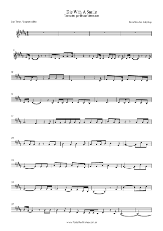 Bruno Mars Die With A Smile score for Tenor Saxophone Soprano (Bb)