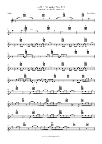 Bruno Mars Just The Way You Are score for Acoustic Guitar
