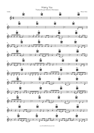 Bruno Mars Marry You score for Acoustic Guitar