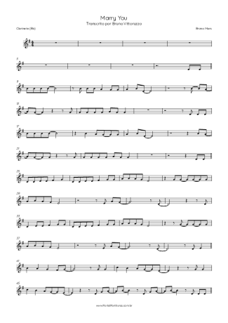 Bruno Mars Marry You score for Clarinet (Bb)