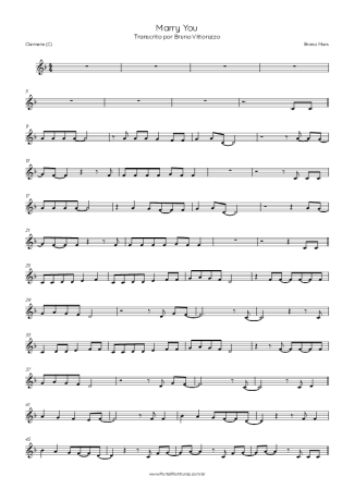 Bruno Mars Marry You score for Clarinet (C)