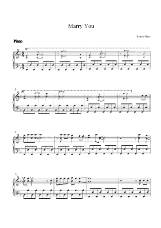 Bruno Mars Marry You score for Piano