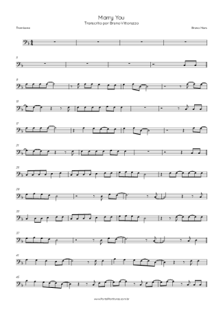 Bruno Mars Marry You score for Trombone