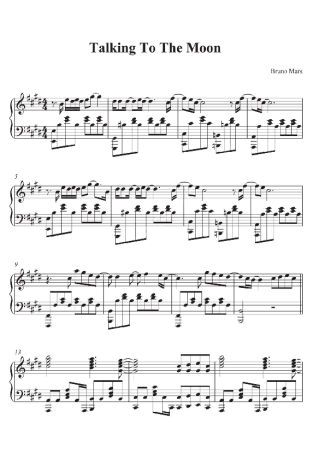Bruno Mars Talk To The Moon score for Piano