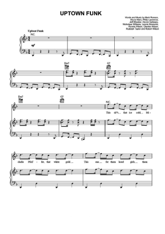 Bruno Mars Uptown Funk score for Piano