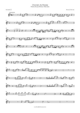 Bruno e Marrone Choram As Rosas score for Clarinet (C)