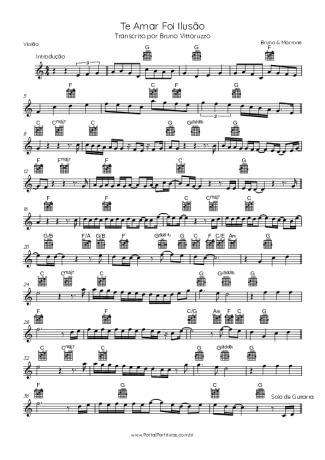 Bruno e Marrone Te Amar Foi Ilusão score for Acoustic Guitar