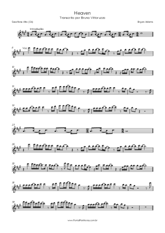 Bryan Adams Heaven score for Alto Saxophone