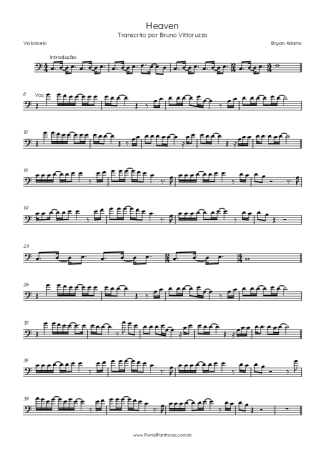 Bryan Adams Heaven score for Cello