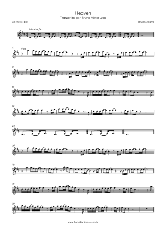 Bryan Adams Heaven score for Clarinet (Bb)