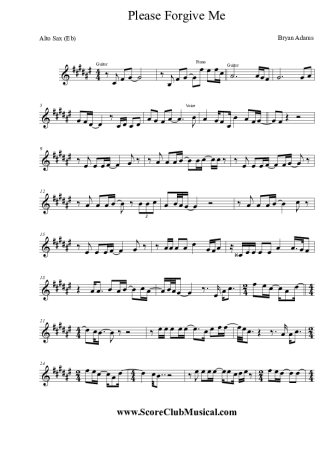 Bryan Adams Please Forgive Me score for Alto Saxophone