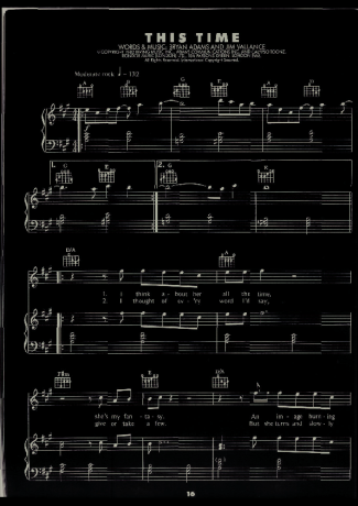 Bryan Adams This Time score for Piano