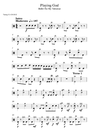 Bullet For My Valentine Playing God score for Drums