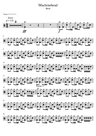 Bush Machinehead score for Drums