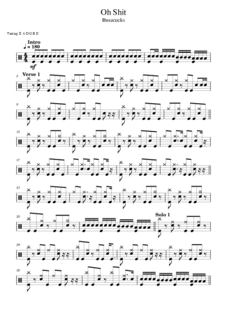 Buzzcocks Oh Shit score for Drums
