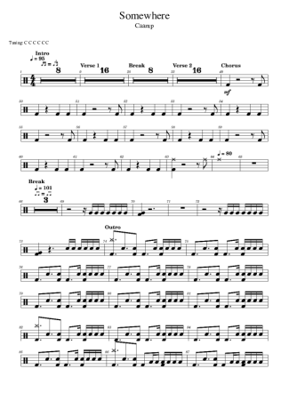 Caamp Somewhere (for Brushes) score for Drums