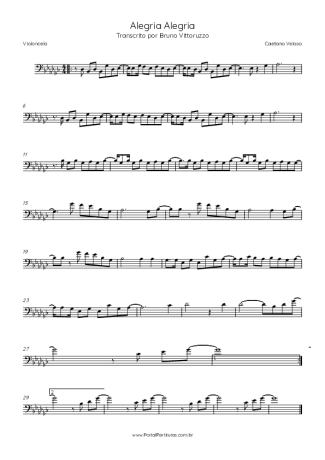 Caetano Veloso Alegria, Alegria score for Cello
