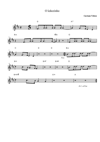 Caetano Veloso Leãozinho score for Clarinet (Bb)