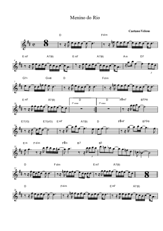 Caetano Veloso Menino do Rio score for Alto Saxophone