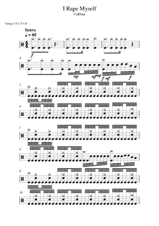 Caliban I Rape Myself score for Drums