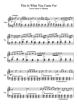Calvin Harris Feat. Rihanna This Is What You Came For (V2) score for Piano